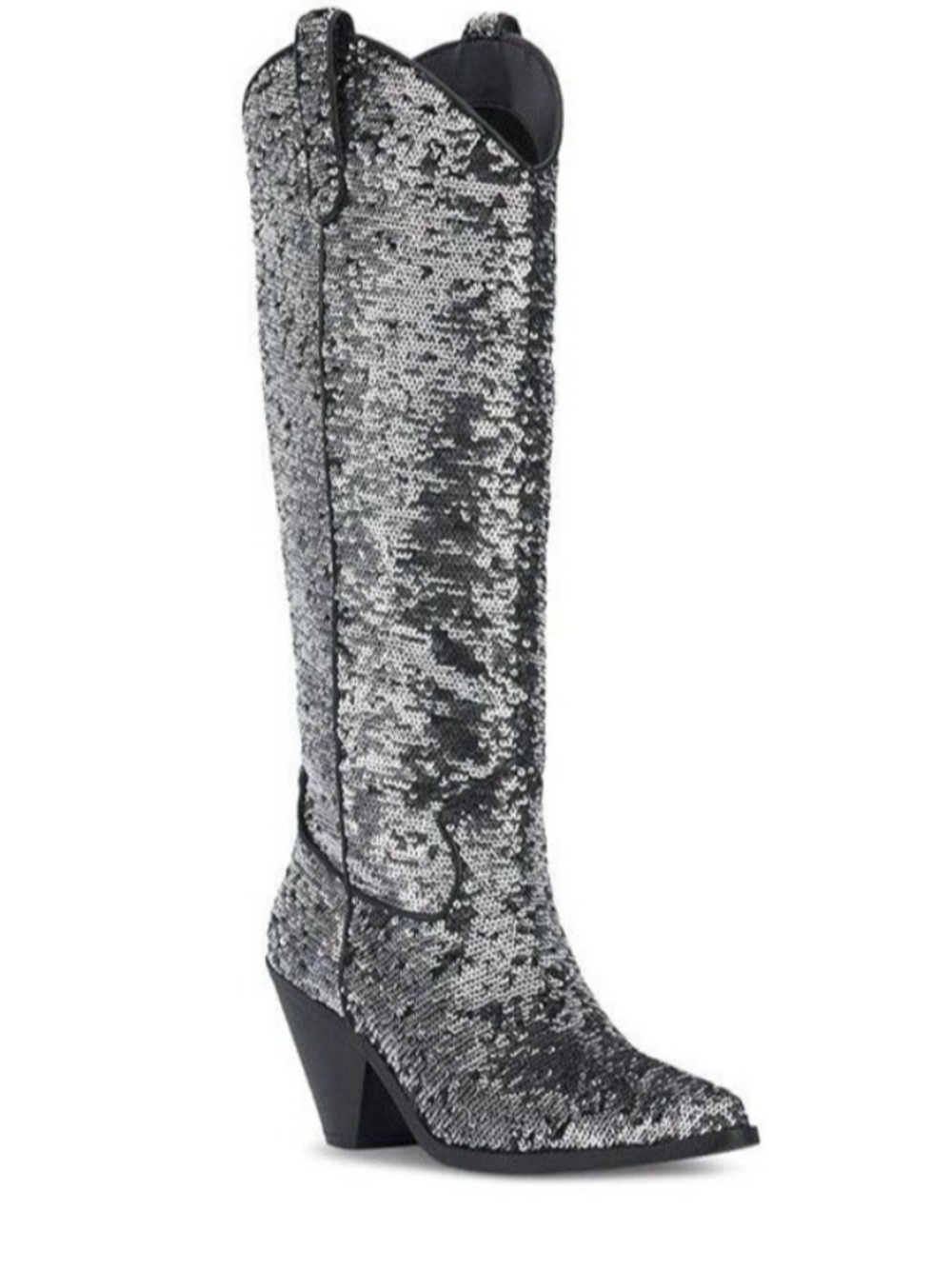 INC Ipiriah silver sequin western knee high boots 8.5